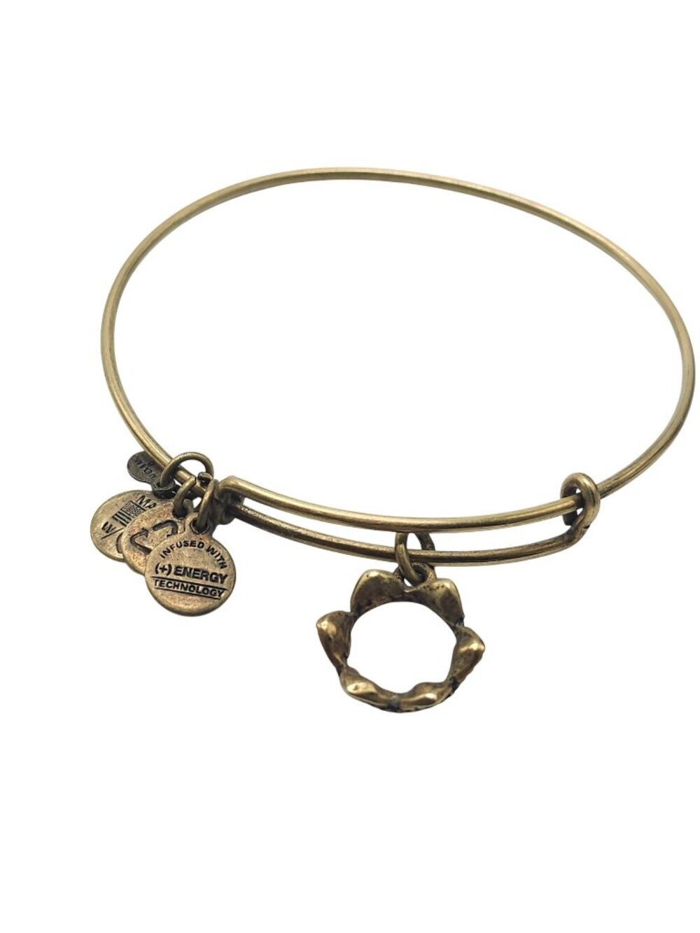 Alex And Ani Gold-Tone Expandable Bangle With Crown Charm And Energy